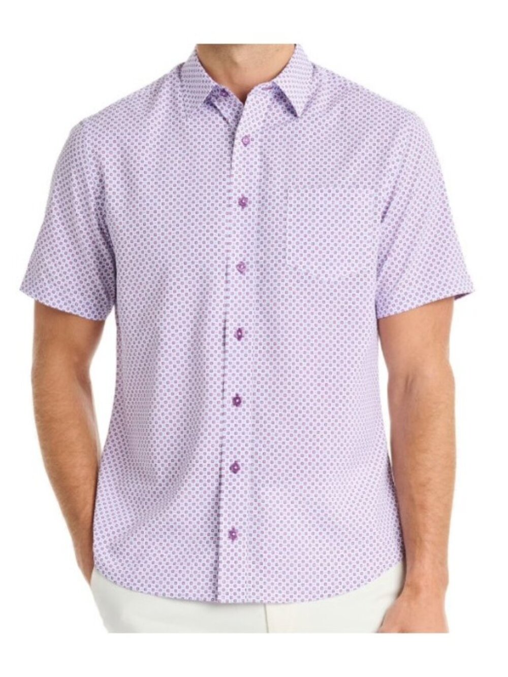 Nick Graham Men's Performance Short Sleeve Woven Sport Shirt-Size XXL-Purple-NWT